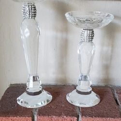 Brand New Set Of 2 Glass Candle Holder