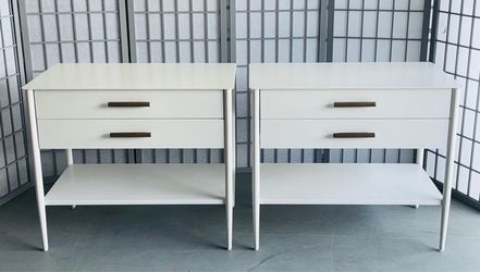 West elm Metalwork nightstands set steel white Williams sonoma night stands bed side table