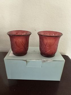 Partylite Set Of 2 Red,  Tea Lights  Or Votives Holders, New, $13 , No Holds. Trades Or Deliveries, Same Day PU