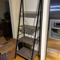 PENDING - Ash Brown And Metal 4 Tier Shelf