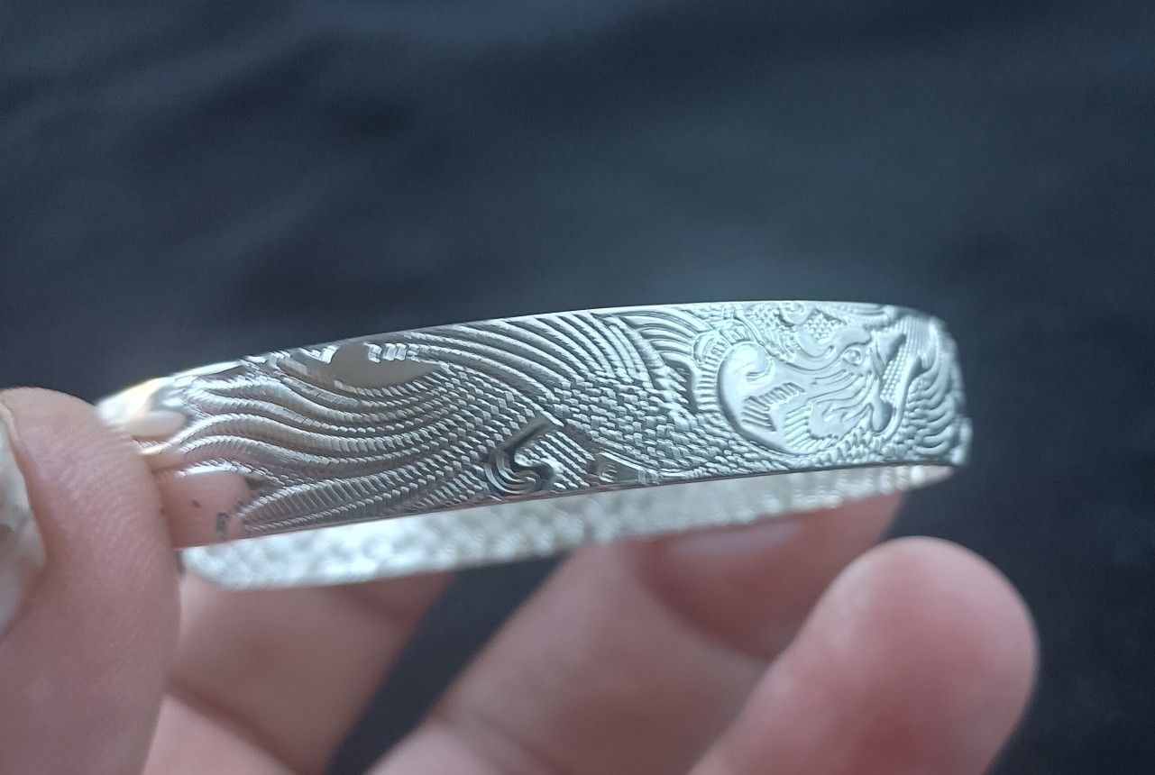 Sterling Silver Phoenix Open End Bangle 
