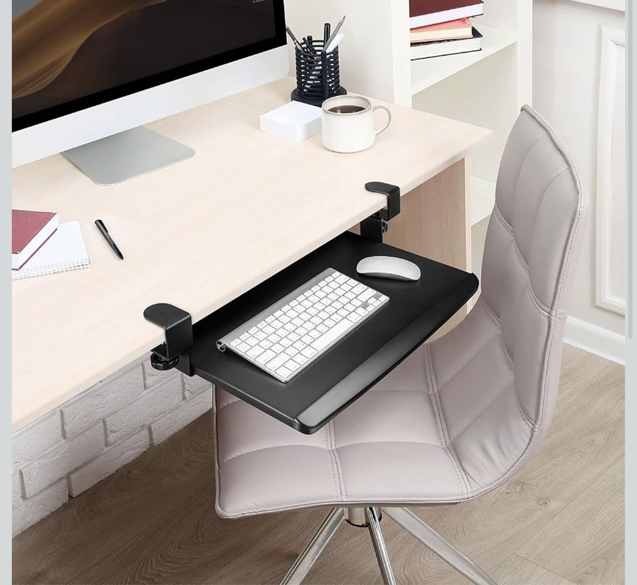 Keyboard Tray - Clamp On Black