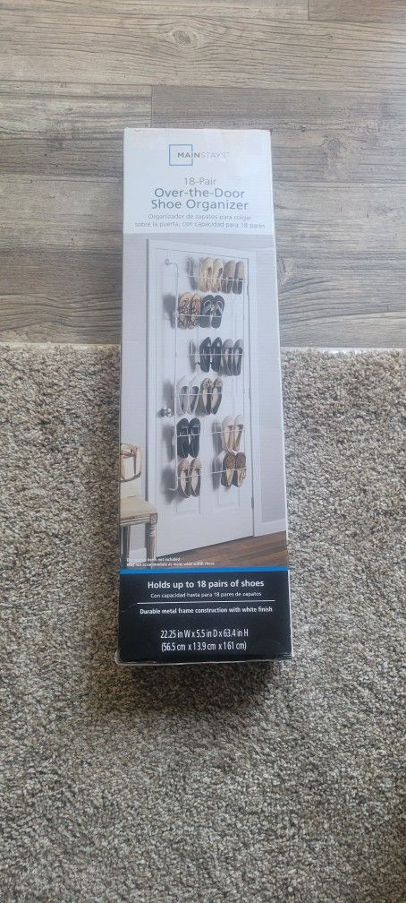 Over-the-Door Shoe Organizer – Holds 18 Pairs (New in Box)