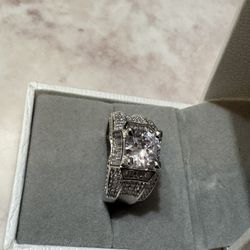 Cubic Zirconia Platinum Plated Ring  