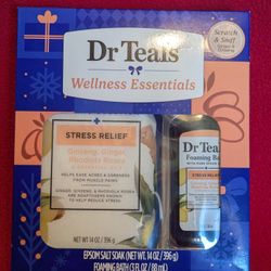 New  Dr Teal's Stress Relief Bath Gift Set featuring Ginger & Ginseng.