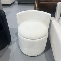 Velvet Vanity Chair with Storage, 360° Swivel Makeup Chair with Wave Back, No Assembly Small Accent Stool for Bedroom, Dressing, Living Room, White $9