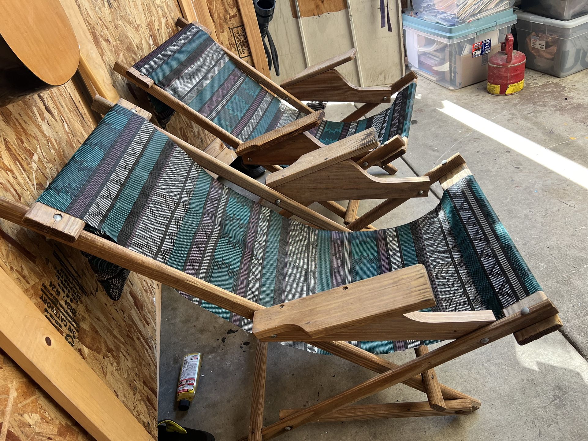 2 Vintage Wooden Recliner Chairs