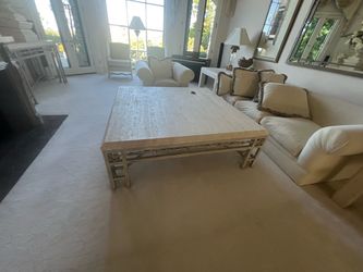 Kreiss travertine top coffee table