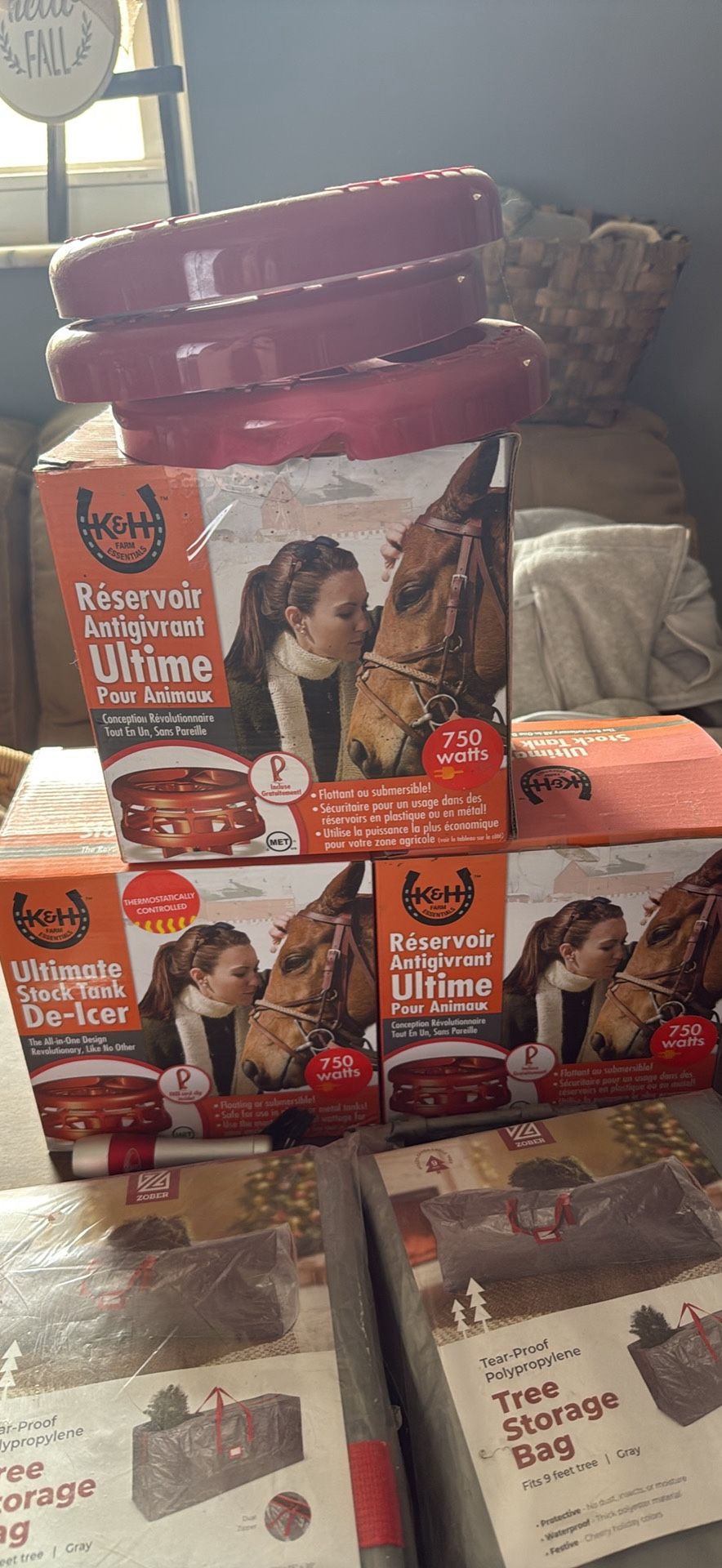 Three 750 watt Stock tank de-icers