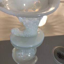Hobnail Milk Glass Mini Cornucopia/Candleholder by Fenton.  