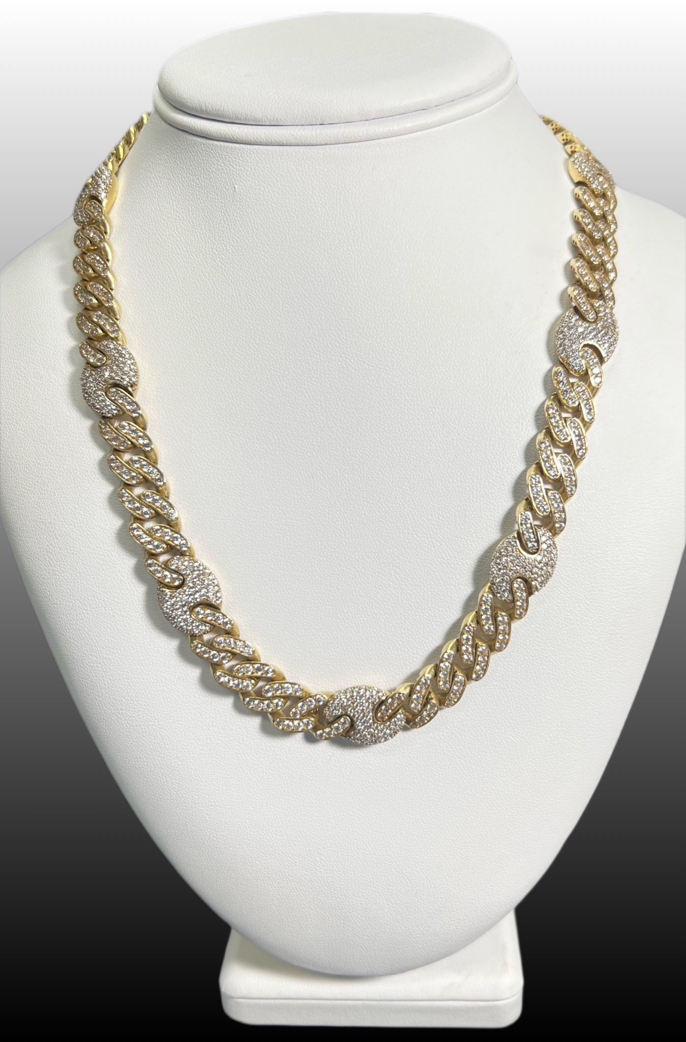 10k Yellow Gold Necklace Cuben Gucci Style Jewelry 