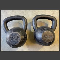 Pair of 35lbs. kettlebells