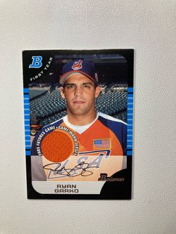 Ryan Garko 2005 Topps Bowman First Year Game Worn Jersey Card Cleveland Indians