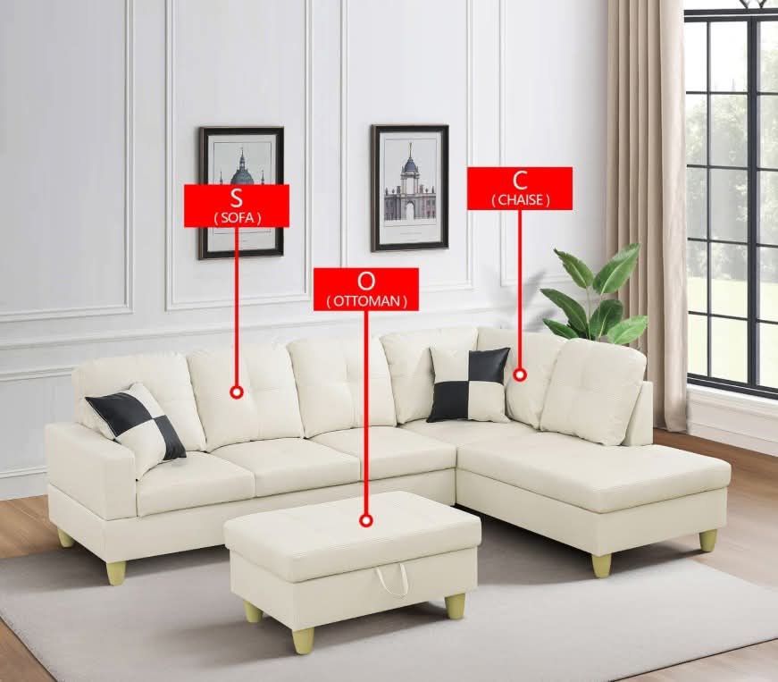 White Faux Leather 3-Piece Living Room Sofa Set – Perfect for House, Apartment, Office, or Studio | 🔥 SALE NOW ON!