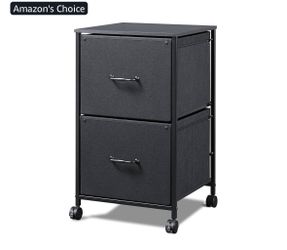 DEVAISE 2 Drawer Mobile File Cabinet, Rolling Printer Stand, Fabric Vertical Filing Cabinet fits A4 or Letter Size for Home Office, Black