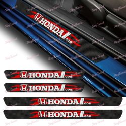 4PCS Carbon Fiber Car Door Scuff Sill Cover Panel Step Protector For HONDA NEW -(3-SDSR-HONDA-BK
