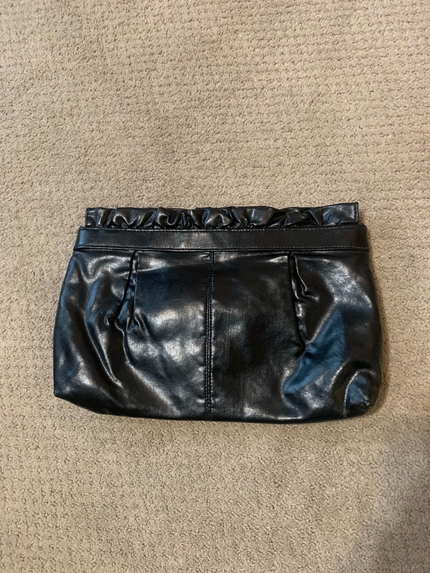 Vintage black faux leather clutch