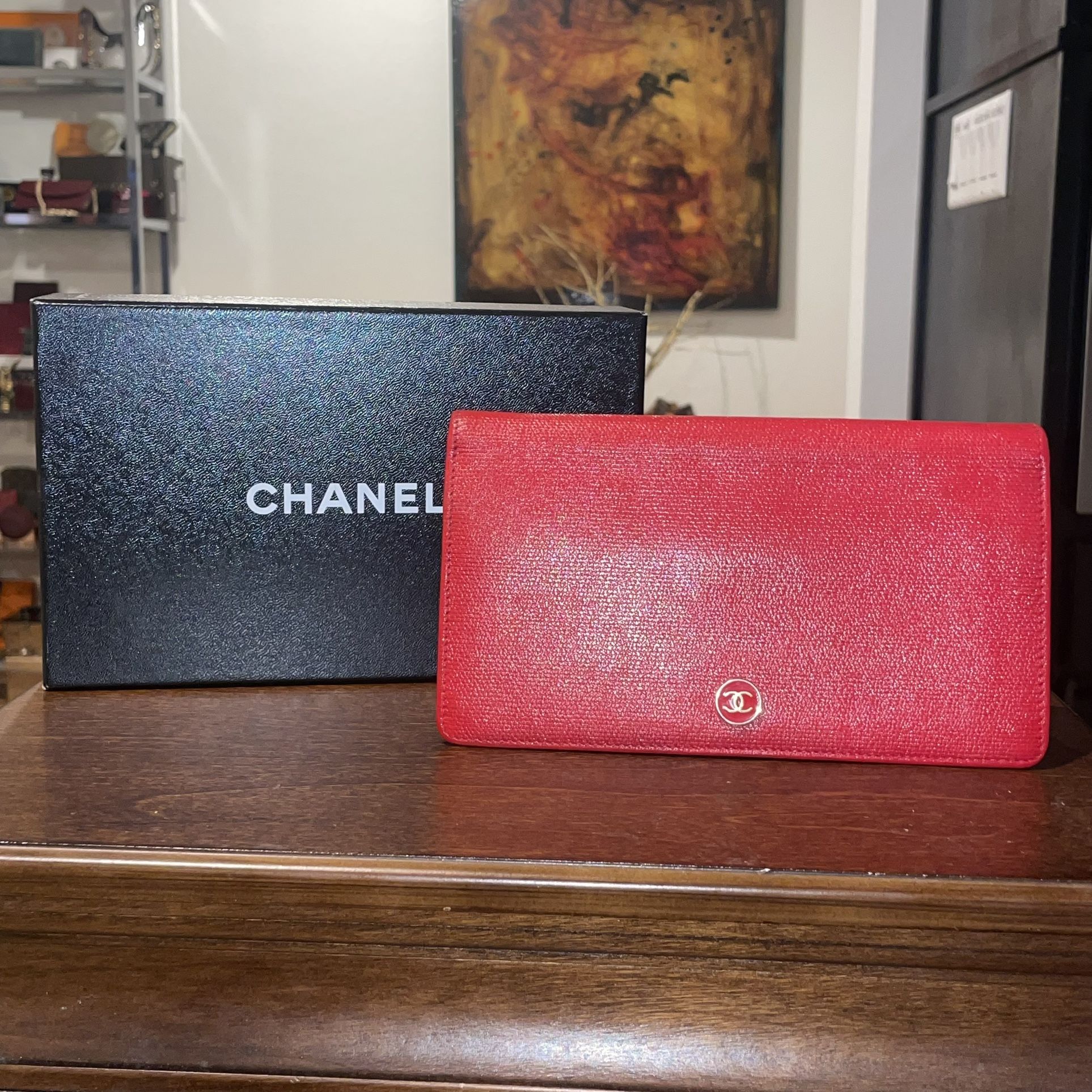 CHANEL Red Caviar Flap Wallet