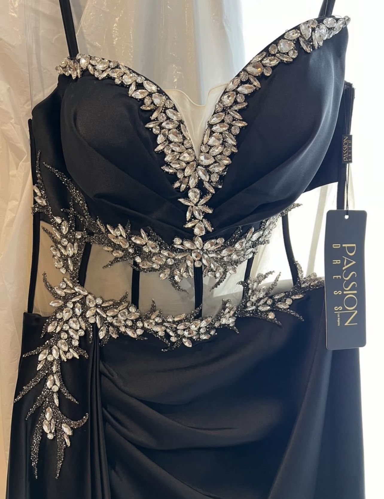Black Mermaid Rhinestone Evening Dress