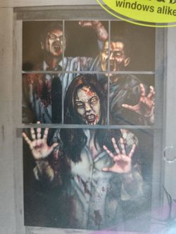 ☄️NEW☄️Halloween ~ Zombie Asylum Backlit Window Posters & Snake Door Panel