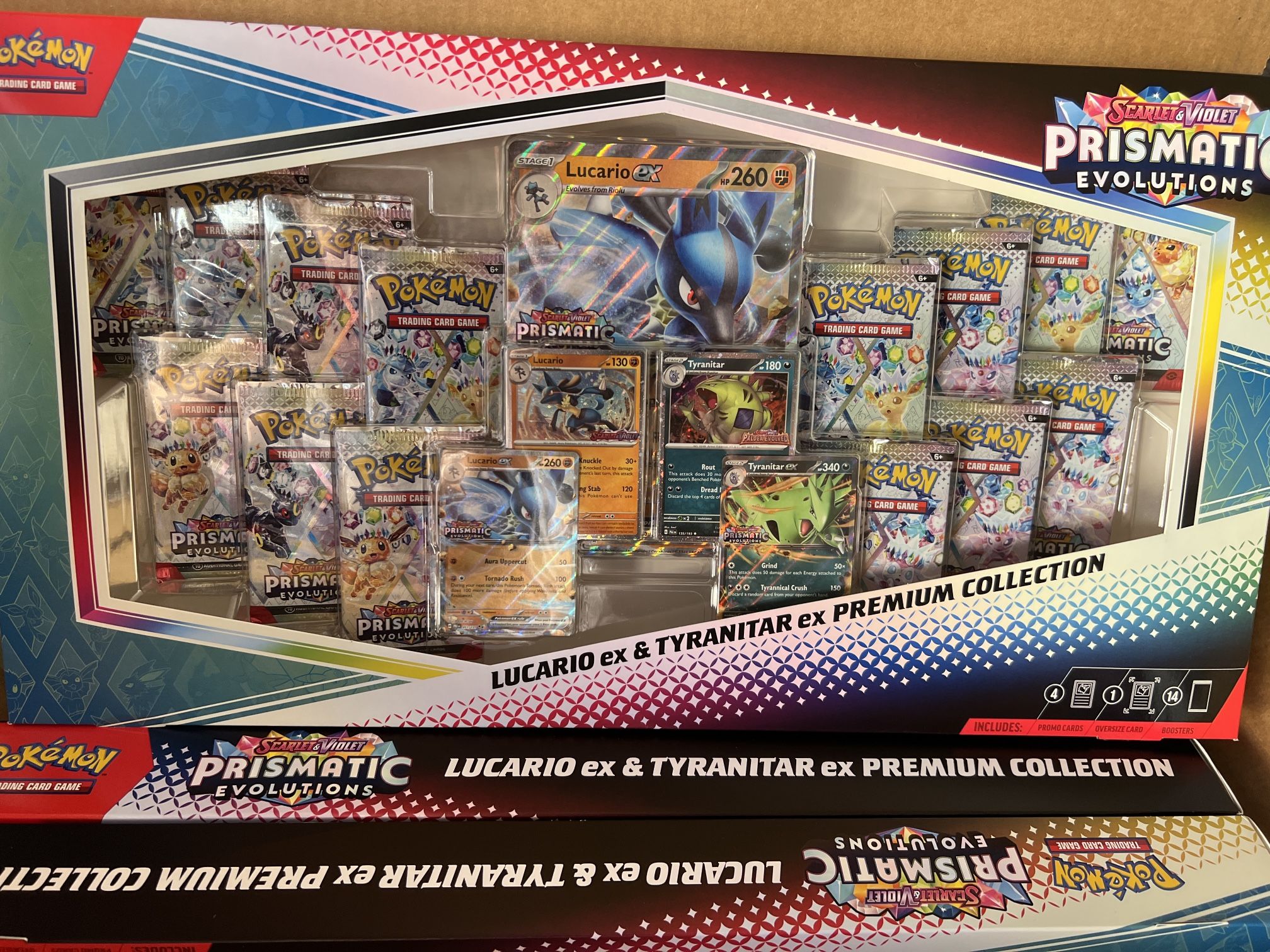 Prismatic Evolutions Lucario Tyranitar Box