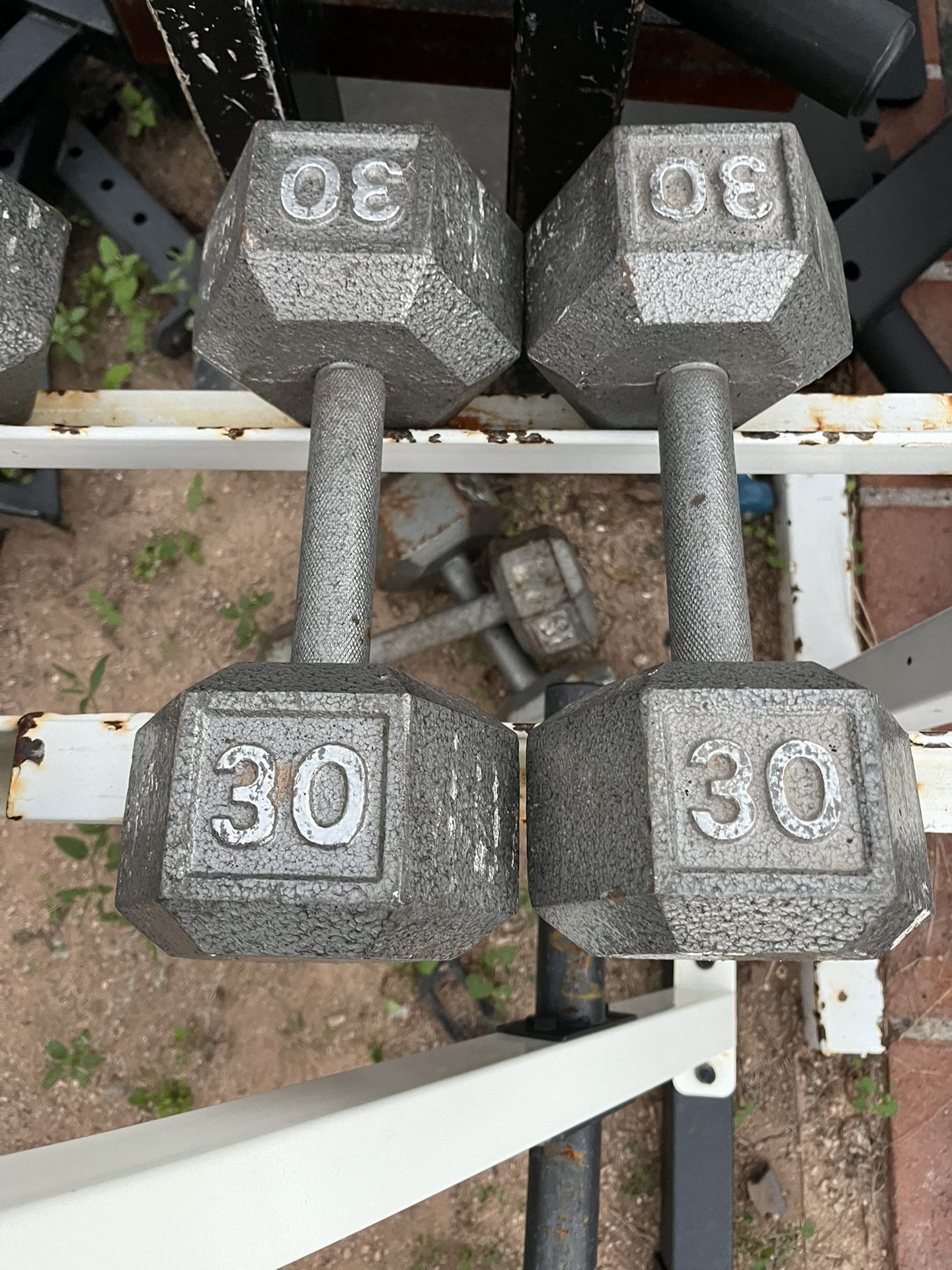 30lb Hex Iron Dumbbell Set Weights