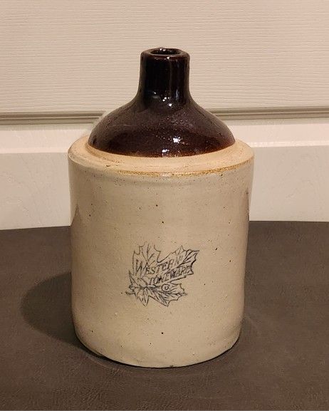 Vintage Old Antique Farmhouse Decor Stoneware Western Crock Jug Bottle