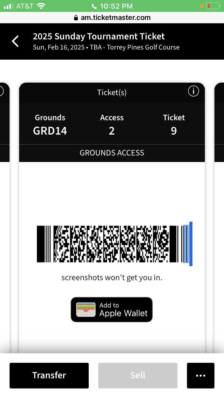 GENESIS OPEN : 4 GOLF GROUND PASSES + PARKING PASS FEBRUARY 16th