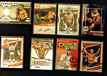  UFC top fighters of all time, patch/silver/chrome 8 card lot.