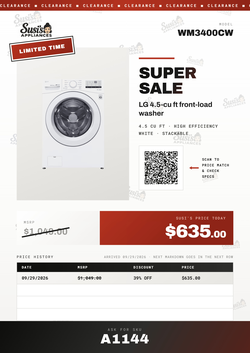 LG WM3400CW Washer