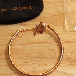 Pandora Authentic Brand New Rose Gold Sterling Silver,7.5 Inch Bracelet With Pouch 