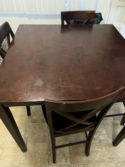 Dark Wood Counter Height Dining Table with Chairs