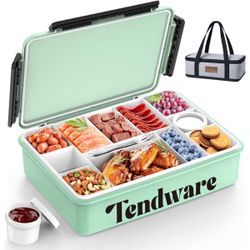 (5555-32) Chilled Portable Snackle Box Container with Reusable Ice Pack Bonus Insulated Bag 2Dip Container Divided Serving Tray Beach Essentials for C