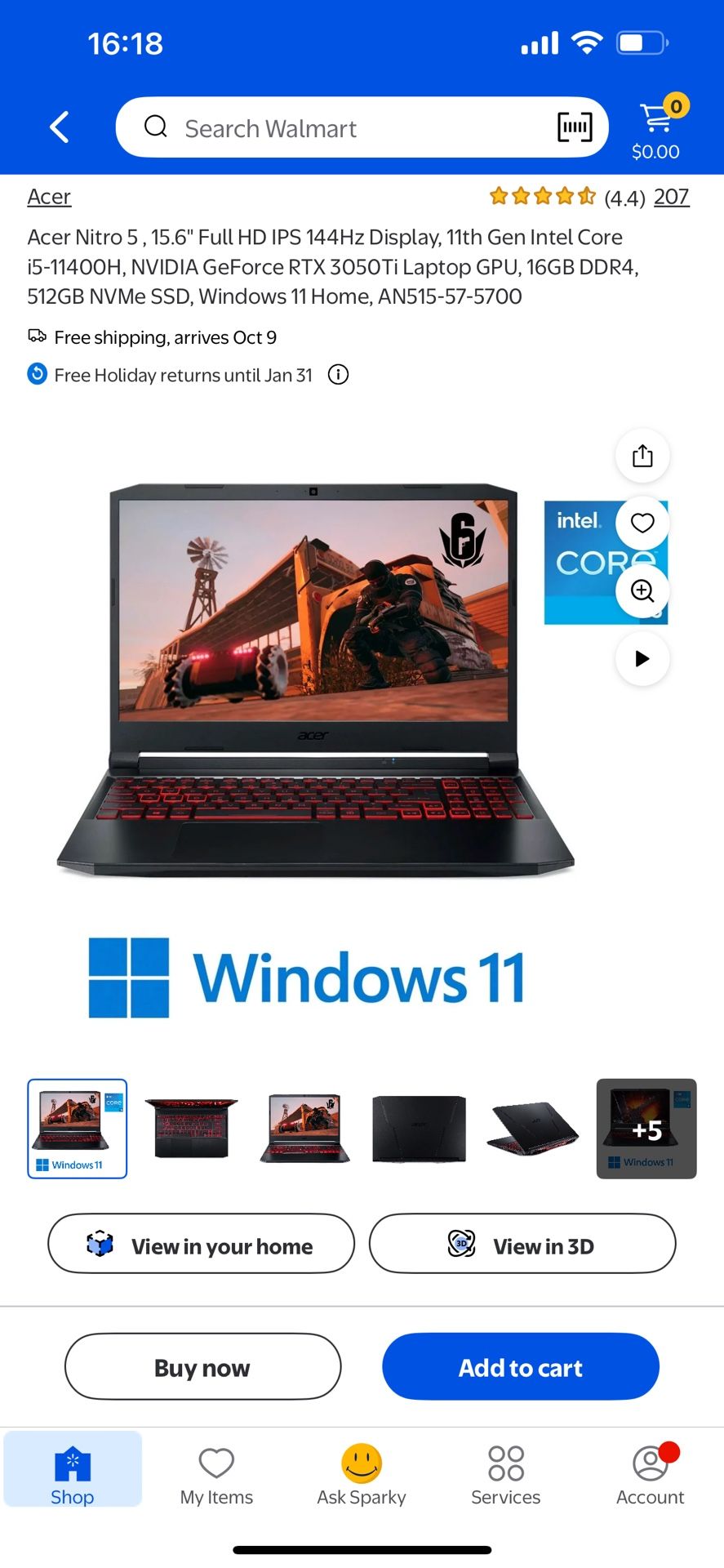 Acer Nitro 5 Gaming Laptop – RTX 3050 Ti, 16GB RAM, 512GB SSD – Excellent Condition