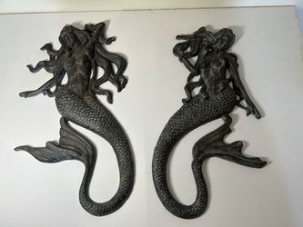 Mermaid wanderer cast iron wall plaques