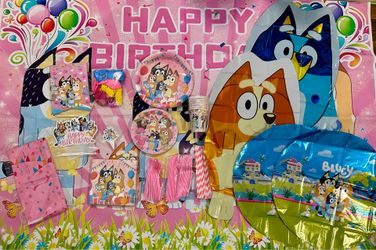 New Bluey pink theme Birthday Party Supplies Set