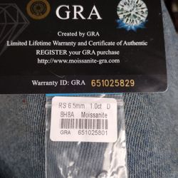 GRA MOISSANITE   RS  6.5mm 1.0 ct    STONE