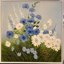 Daisy oil painting on canvas by Collin’s , 37” by 37”.