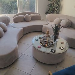 Homary Curved 3 Piece Velvet Modern Art Deco Sectional 