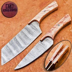 Handmade Damascus Steel 2 Pcs Kitchen Knife Set 