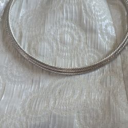 Silver-Tone Torque Collar Necklace – Modern Minimalist Choker