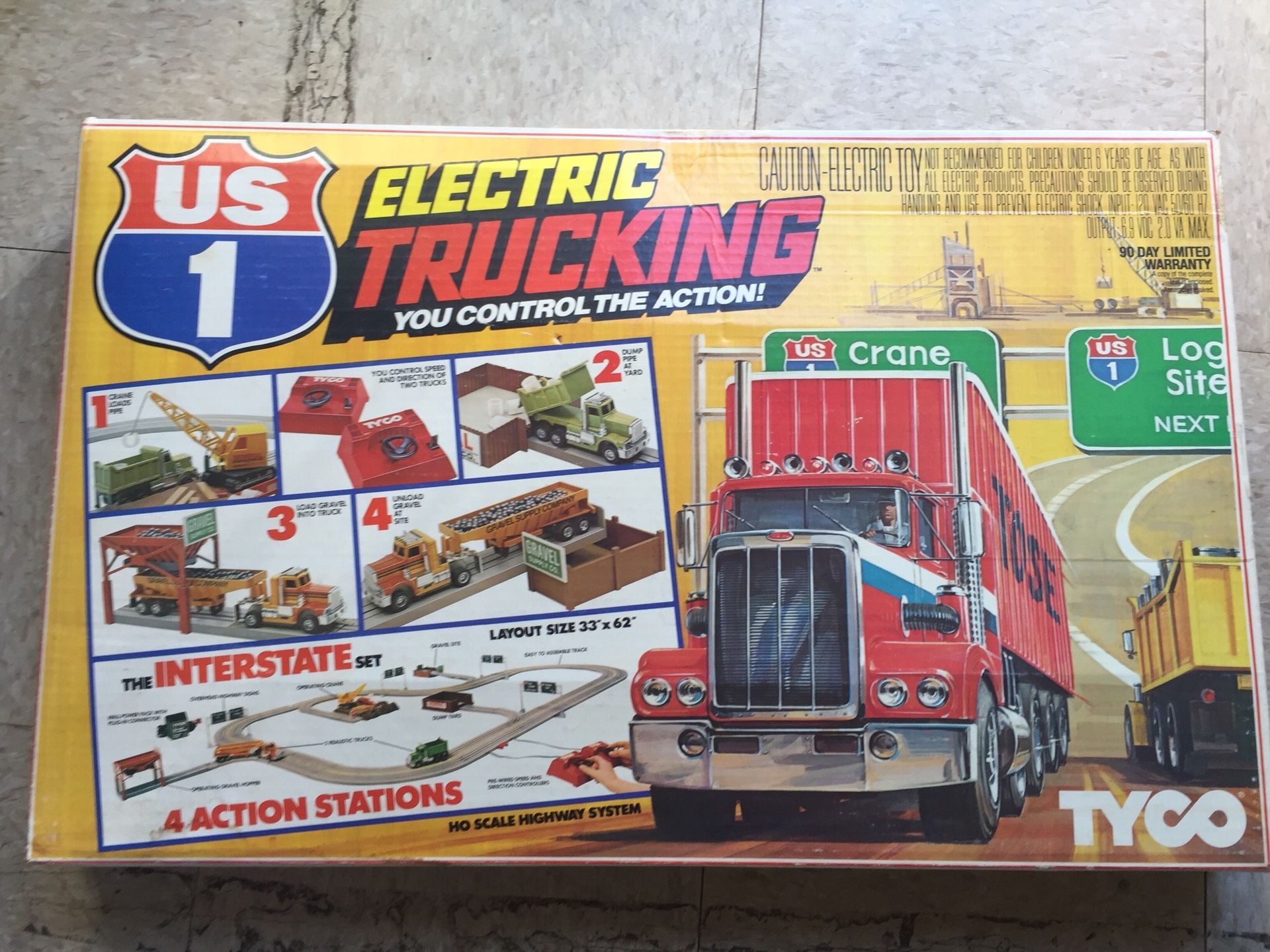Tyco US1 Electric Trucking Interstate Slot Car Set in Original Box