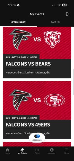 Atlanta Falcons Season Tickets 9 Games