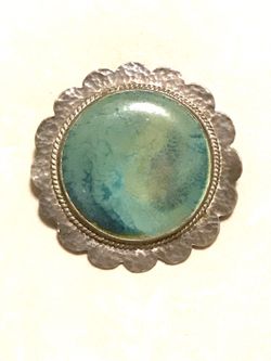 Antique Green Glass Brooch