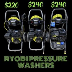 RYOBI PRESSURE WASHERS  And lawn mower 