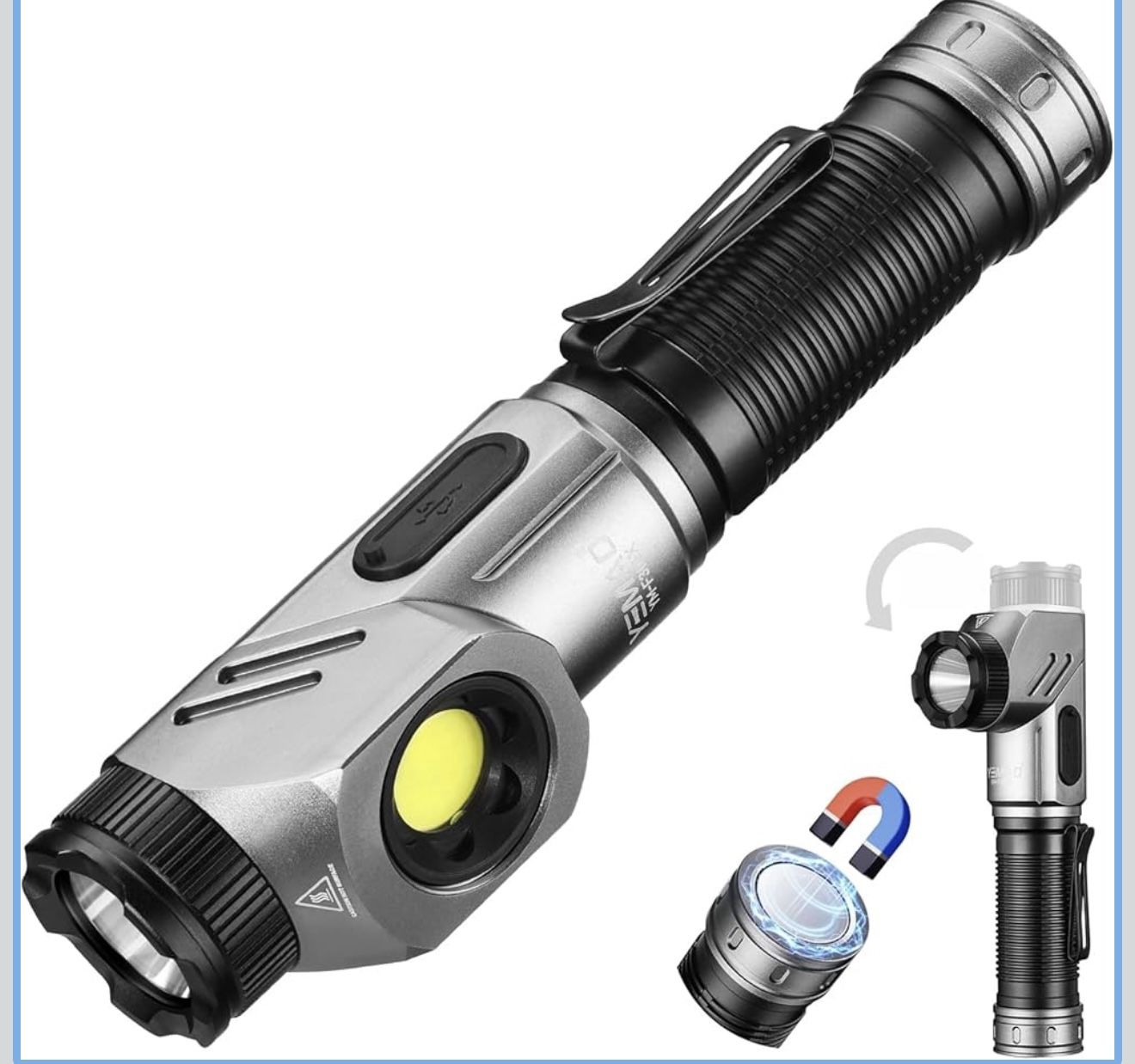 Brand New Rechargeable Tactical Flashlights 1600 High Lumens 2 Light Sources