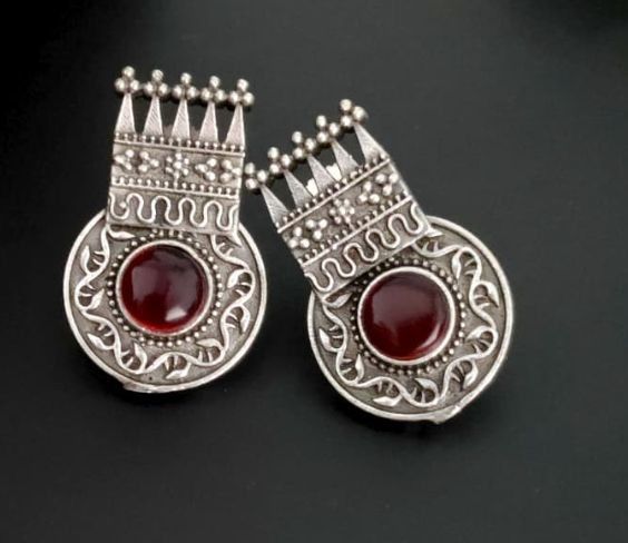 Brass Red Earring Ethnic Indian Desi Wedding