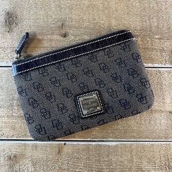 Dooney & Bourke Dark Brown DB Logo Small Zip Coin Pouch  