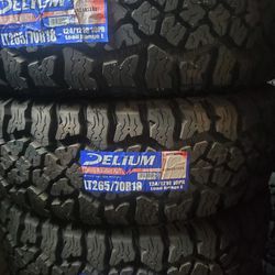 (4) 265/70r18 Delium A/T Tires 265 70 18 Inch AT 33 Inch 10-ply LT E Rated 