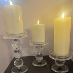 Crystal Glads Pillar Candle Holders 